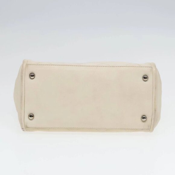 CHANEL Matelasse Hand Bag Leather White Silver CC - Picture 4 of 15